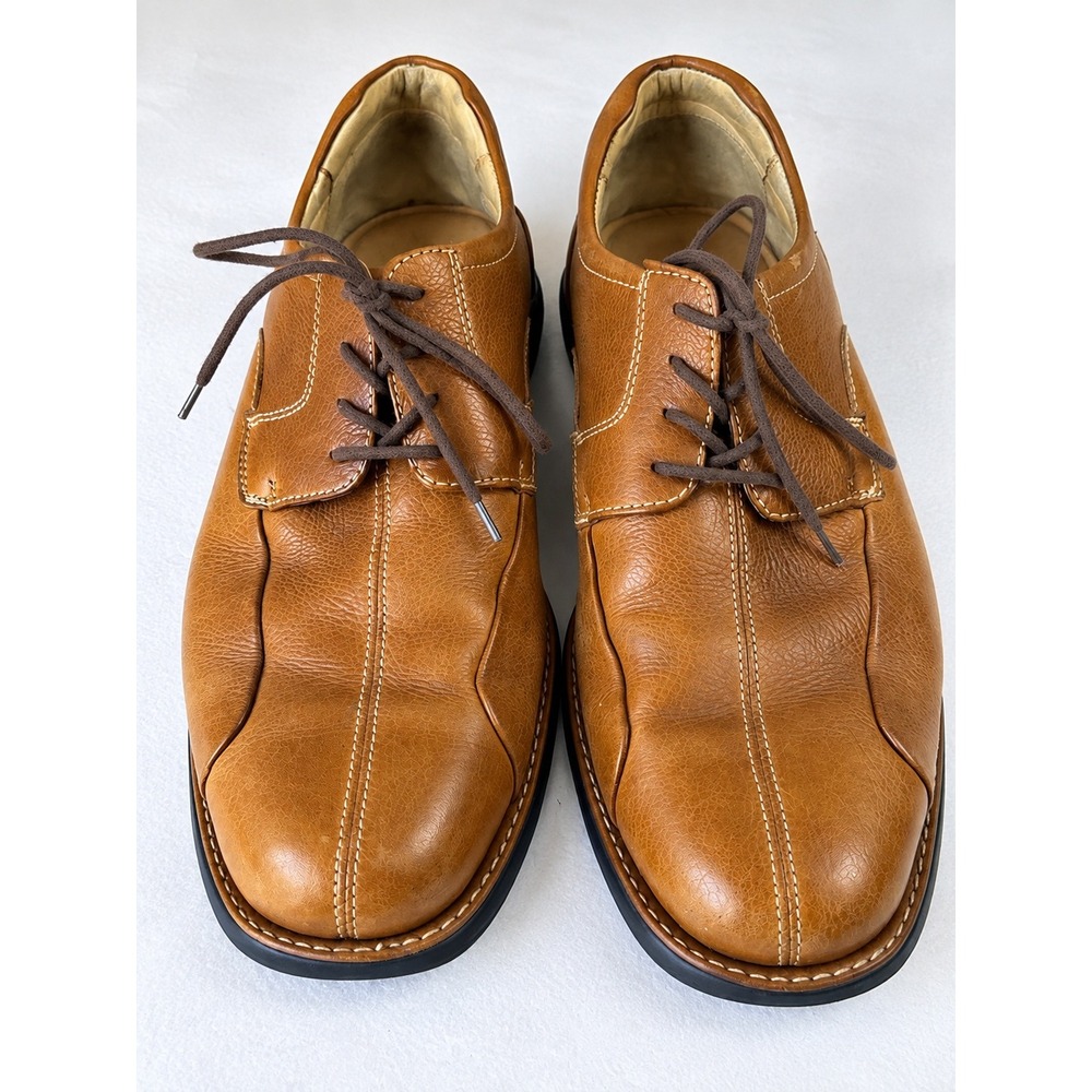 Johnston & Murphy Men's 10M Tan Brown Leather Split Toe Oxford Dress Shoes